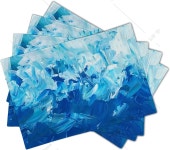 블루 및 화이트 웨이브 사계절 범용 테이블 매트 내열성 아마 플레이스매트 식탁 장식 4 개 세트 BLUE AND WHITE WAVES 12X18 INCH... 