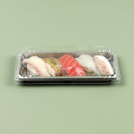 [BP] 초밥 스시 포장 PET 사각접시 XYW-02 실버+뚜껑포함 1박스 400세트 : 더포장몰