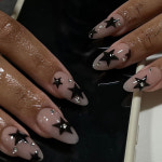 걸스코코 네일팁 인조손톱 블랙 시크네일 별 포인트네일 붙이는 셀프네일 NAIL-N746 : 걸스코코