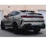 BMW X6 X6M G06 F96 2020 -2024 탄소 섬유 자동차 리어 루프 윈도우 트렁크 뚜껑 스포일러 윙, 블랙 외부 튜닝 액세서리 : 프린스타23