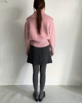 여성 겨울 연말룩 하객룩 레이 울 미니스커트 : 어나더매료
