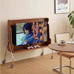 TV 거치대 원목 모니터 리프팅 플로어 방송 바퀴달린 43인치티비거치대 이동식TV거치대 소나무 50인치 이하 적응 : 코알라열아홉