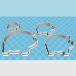 쿠키커터 다양한 돼지 작은 금형 도구 플라스틱 동물 장식 커터 케이크 퐁당 모양 비스킷 H0010ABCD : 황금코알라