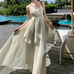 풀빌라나트랑 여름 휴양지 화이트 민소매 나시 롱워피스 뷔스티에 A라인 스냅촬영 맥시드레스 : 마이미미