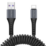 차량용 USB C타입 라이트닝 핸드폰 스프링 코일 케이블 3A 고속 충전 : 옵시디언