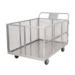 바스켓 카트 대형마트 마트 철대차 창고 물류 망카 고무 이동식 1 트럼펫 150X100X95에 5인치 내마모 : 해외직구-마트