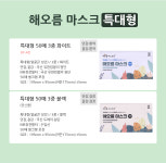 국산 해오름마스크 50매 대형 화이트 덴탈 일회용 비말차단 : 우리아이사랑