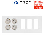 태성전기 제일전기 디노 통합수구 5개용 콘센트4구(좌타입) 복합 통신 거실 : 태성일렉트릭