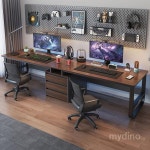 2인 컴퓨터책상 2000 2400 pc방 모니터 듀얼 커플 거실 책상 블랙 오크 100cm : 마이디노라이프