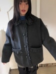 [무료배송 ] 미유 프릴 하프코트 2color : 디어럽스
