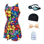 여자수영복 원피스 투피스 빅사이즈 여성수영복 엄마 임산부 스파 온천 여행 1642 5종세트 : 에스비몰