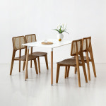 아나타 테이블 12080 화이트 + 소로홈 원목의자 BDC30 라탄 4인 세트 : 마켓비 공식스토어