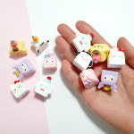 (10개) H0207 캐릭터 입체 네모 과일케이크 6종 데코덴 파츠 탑꾸 폰꾸 재료 : 반달이네집