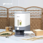 10kg 원터치 쌀보관통 키친아트 집어스 쌀통 잡곡 사료 시리얼통 : 집어스