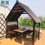 나무 정자 가제보 전원주택 야외 파고라 옥상 원두막 벤치 테이블 1 탄화수소 오두막 : 뱁새의잡화점