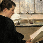 명화 케이스 2773 Self-Portrait Reading In The Studio 에밀 프리앙 - 스튜디오에서 책 읽는 자화상 아이폰XS하드 : Bergamot