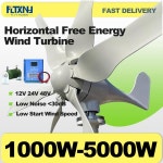 CE 5000W 5KW 수평 풍력 터빈 발전기, 6 블레이드 3 상 발전기 풍차, 12V 24V 48V, 홈 가든 보트용 완전 세트 : 프린스타29