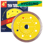 효성 105mm 옐로 터보날 절단석 연마석 타일컷팅 핸드 그라인더날 터보커터 : 우리공구