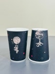 330ml(10온스) 100개 큰 종이컵 두꺼운 카페 커피 핫컵 일회용 테이크아웃컵 플라워 : 글로벌 패키지