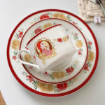 도다도다 빨강머리앤 찻잔 접시 세트 플레이트 커피 머그 커피잔세트 예쁜 샐러드 세라믹 8인치 식판 : 도다도다나store