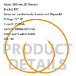 스틸엣지 LED 필라멘트 램프 비즈 부품 흰색 백열 조명 액세서리 전구용 다이오드 600MM 5 360MM 12V 100MA WARM WHITE 2200K : 올인직구