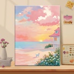 로맨틱 파스텔 노을 해변 고양이 diy 유화그리기 세트 40x50 : 소곰이 상점