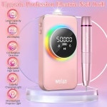 웰란 전기 네일 드릴 전문가용 50000RPM 파일 휴대용 키트 아크릴 젤 네일용 6000MAH 충전식 머신 홈 핑크용 매니큐어 폴리싱 : 에코트렌드코너
