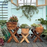 여물통 화분 원목 정원 카페 조경 18 선반 엔틱 대형 스탠드 작업대 모양 미니 식물 1 총장 30cm 폭 18높이 27원목 목걸이 중등의 : 지아코니001