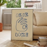 미드 센추리 트렌디 블루 타이포그래피, 오케이 도크 인용, 벽 아트 프린트, 캔버스 페인팅 포스터 사진, 거실 홈 데코 : iconic shop