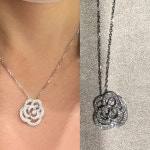 [백화점풀셋/당일배송] 샤넬 목걸이 까멜리아 다이아 네크리스 화이트골드 J2580 : 바이미럭스