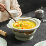 8인치 10인치 11인치 13인치 녹색 빛 흰색 양쪽 손잡이 뚜껑 커버가 있는 뚝배기 : 신세