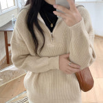 도툼 소프트 필드 반폴라 반집업 니트 : 수니앤주니