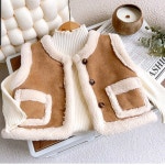 유아 무스탕조끼 여아 양털 뽀글이 베스트 겨울 브라운 시어링 : 헤이베이비