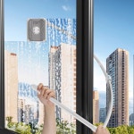 길이조절 세정 브러쉬 외부 창문 밀대 아파트 유리창 자석 거울 헤드 스퀴지 방충망 청소기 : 행복온