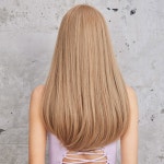 HAIRCUBE 여성용 긴 스트레이트 금발 부드러운 합성 가발 앞머리 포함 데일리 웨딩 가발 내열성 천연 헤어 가발 : 8난쟁이