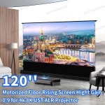 120인치 초단초점 펫 크리스탈 주변광 차단 프로젝션 커튼 4K/8K ALR 바닥 상승 프로젝터 스크린 모터화 : 프린스타33
