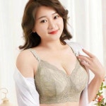 여성 빅사이즈 언더웨어 노와이어 이중 밴딩 브라 팬티 레이스 속옷 앞후크 스포츠 볼륨업 : 벨라4949