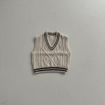 아동 꽈배기 니트 조끼 베스트 스쿨룩 유아 어린이 주니어 초등 브이넥 : MY HOY