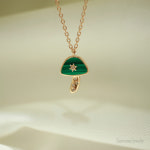 대우사 14K 18K 러블리한 유니크한 말라콰이트 자개 원석 버섯 목걸이 : 대우사