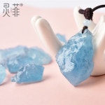 천연 아쿠아마린 불규칙한 펜던트 크리스탈 모양의 원석 : 선셋83