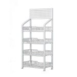 편의점 매대 간편 50x28x140cm 메쉬철망 수납 상품 진열 과자 편의점 매대 화이트 4단(후크15개) : 또오세요몰