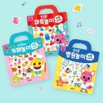 핑크퐁 가방 스티커 베스트 3종 세트 아기상어 동물 마트놀이 스티커북 : 가사가