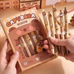 카피 바라 젤 펜 세트 금속 만화 패치 볼포인트 블랙 컬러 잉크 필기 학교 A7629 0.5mm 5 5pcs pens set : 이트렌디하우스