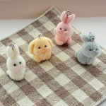 토끼키링 핸드메이드 보들보들 우정 커플 백팩 에어팟 버즈 핸드폰악세사리 열쇠고리 : 아이보미