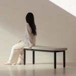 유니 블랙 애쉬 원목 카페 인테리어 벤치 2인용 : 라미에스