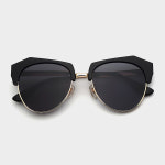 옵티컬W 선글라스 ODYSSEY 블랙 남자 여자 가벼운 데일리 다각형 티타늄테 : artsee