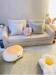 모던 2인용소파 쇼파 북유럽 사무실 패브릭 3인 싱글 패브릭소파 발판 122CM 심플 1 1인 0.73m 퀵배송+쿠션 1개 민트+베이지 크리닝 불가... 
