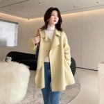 여성 봄 패션 루즈핏 모직 코트 모직 재킷 캐주얼룩 ACC0123Pw7 : 유한회사 위수노무역