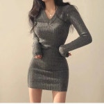 여성용 신상 치마 오피스룩 봄가을 니트 원피스 긴팔 ACC0123Pe8 : 유한회사 위수노무역