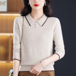 여성 봄 패션 긴소매 니트 티셔츠 니트 스웨터 캐주얼룩 ACC0123Pf8 : 유한회사 위수노무역